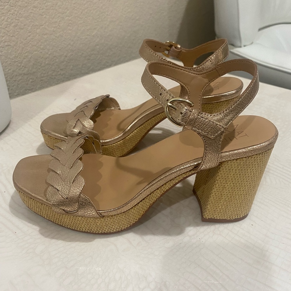 Naturalizer Metallic Gold Block Heel Platforms